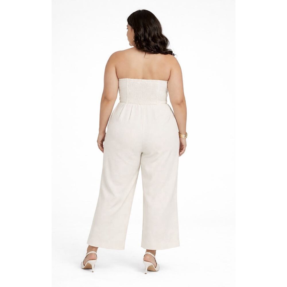 A New Day Strapless Cream Jumpsuit Plus Size 3X Wide Leg Silhouette Boho Coastal - Picture 2 of 12